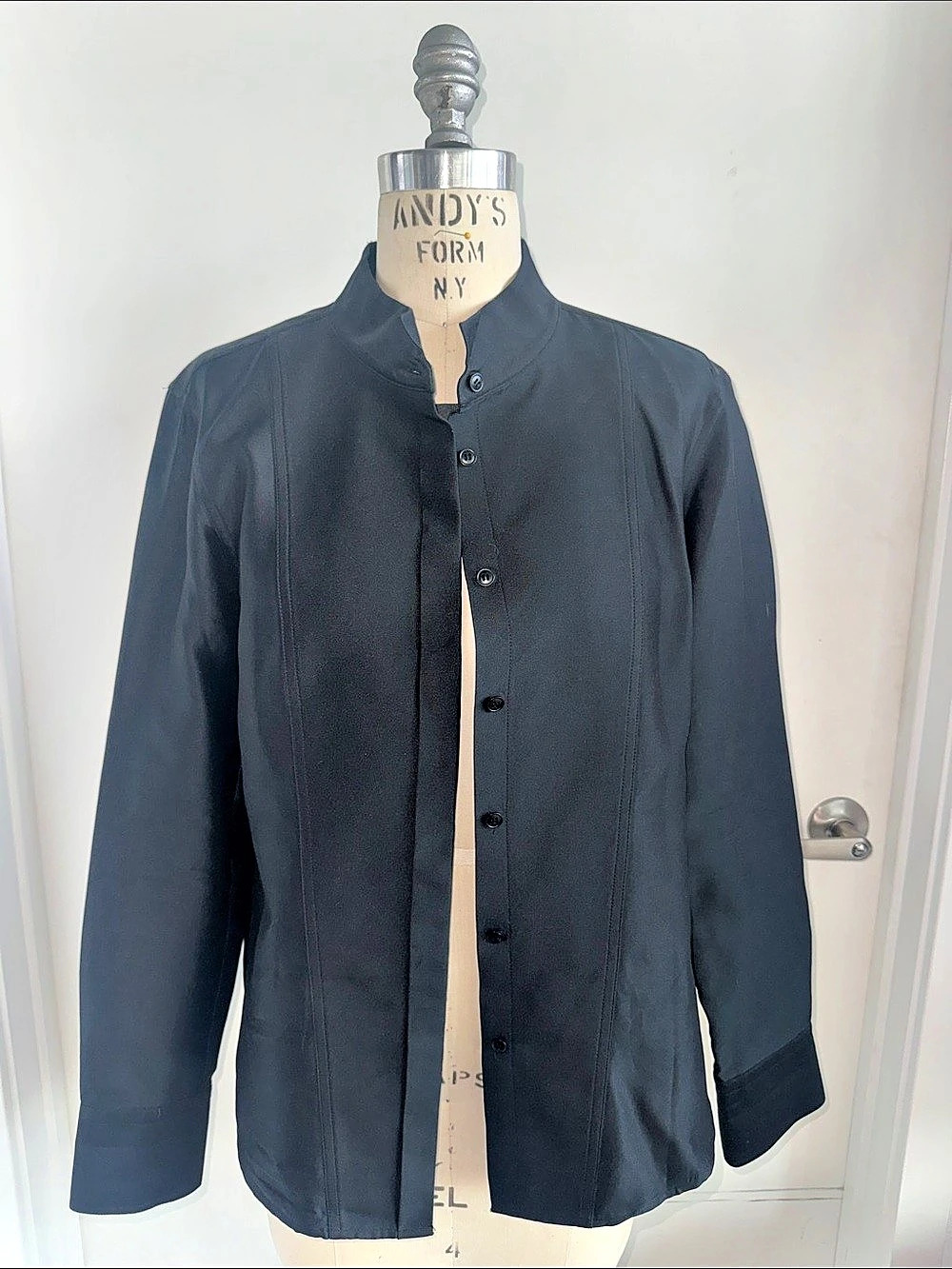 DONNA KARAN NEW YORK Black Silk Blend Shirt Size XL